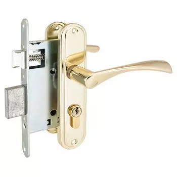 Замок врезной Аллюр, ЗВ 4-103 GP, 9230, ручка в комплекте, цилиндровый, латунь