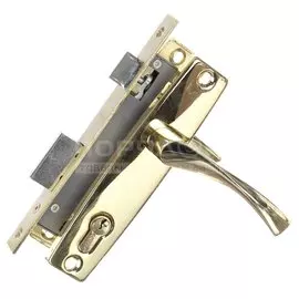 Замок врезной Apecs, 1323/60-G, 15805, ручка в комплекте, цилиндровый, золотой