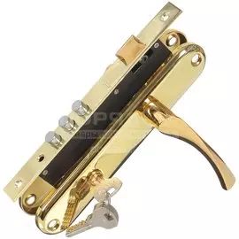 Замок врезной Apecs, 2223/60-G, 15579, ручка в комплекте, цилиндровый, золотой