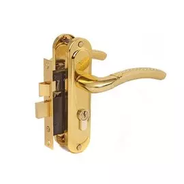 Замок врезной Avers, 0827/60-G, 17210, ручка в комплекте, цилиндровый, золотой