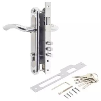 Замок врезной Avers, 2226/70-CR/NIS, 28094, ручка в комплекте, цилиндровый, хром, никель