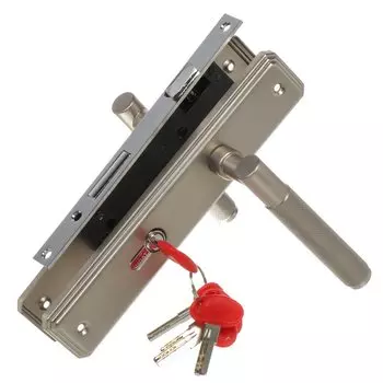 Замок врезной Булат, ЗВ4-1.70.02.08 Ферона, 15 407, ручка в комплекте, цилиндровый, 5 ключей, никель