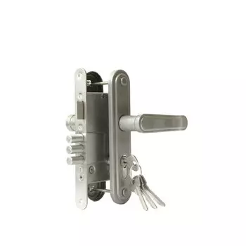 Замок врезной цилиндровый, Зенит, ЗВ4-3.03Р, 00-00000505, ручка в комплекте, серебро