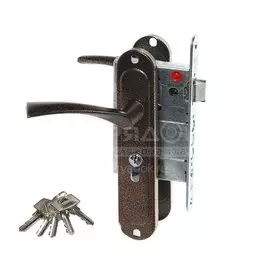 Замок врезной КЭМЗ, ЗВ4-1У (ЗВ4-3-1У/2-1У), ручка в комплекте, цилиндровый, медный