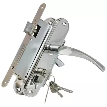 Замок врезной Омега, ЗВ4-55.23, БП-00016657, ручка в комплекте, цилиндровый, хром