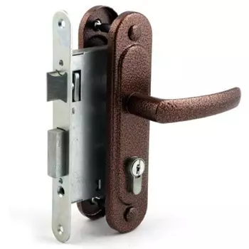 Замок врезной Омега, ЗВ7.02, 00-00000603, ручка в комплекте, цилиндровый, медный