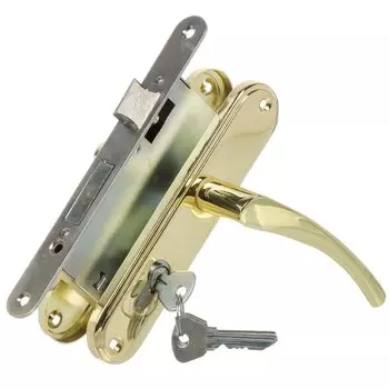 Замок врезной Омега, ЗВ7, БП-00011876, ручка в комплекте, цилиндровый, золото лак