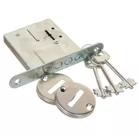 Замок врезной Омега, ЗВ8-43Р, БП-00012079, без ручки, сувальдный, хром