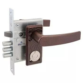 Замок врезной Просам, ЗВ 9-6/13, 77 305, НР-002 Ш 77320, ручка в комплекте, сувальдный, антик медь