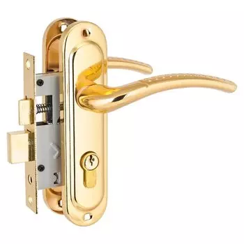 Замок врезной Стандарт, 132/50 GP, 4854, ручка в комплекте, цилиндровый, латунь