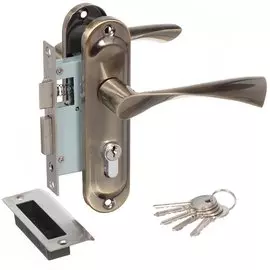 Замок врезной Trodos, 50/76-ЦМ70 AB, 202062, ручка в комплекте, цилиндровый, бронзовый