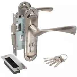 Замок врезной Trodos, 50/76-ЦМ70 AB, 202061, ручка в комплекте, цилиндровый, никель