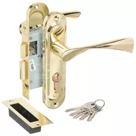 Замок врезной Trodos, 50/76-ЦМВ70 PB, 202064, ручка в комплекте, цилиндровый, золотой