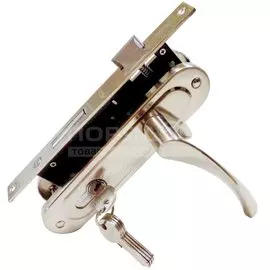 Замок врезной Trodos, 70-L/76 SN, 202099, ручка в комплекте, цилиндровый, никель