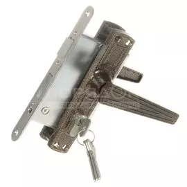 Замок врезной Зенит, ЗВ4-3.01, 00-00000447, ручка в комплекте, цилиндровый, бронзовый