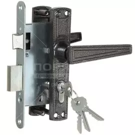 Замок врезной Омега, ЗВ7.01, 00-00000596, ручка в комплекте, цилиндровый, серебро