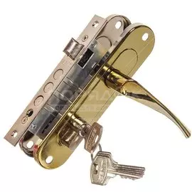 Замок врезной Зенит, ЗВ7-60.1, БП-00010512, ручка в комплекте, цилиндровый, золото лак