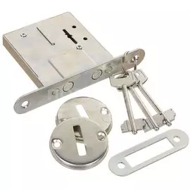 Замок врезной Омега, ЗВ8-42Р, 00-00000416, без ручки, сувальдный, хром