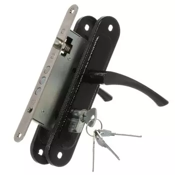 Замок врезной Зенит, ЗВ4.009/17, БП-00011649, ручка в комплекте, цилиндровый, черный