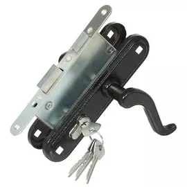 Замок врезной Зенит, ЗВ4-3.02, 00-00000480, ручка в комплекте, цилиндровый, черный