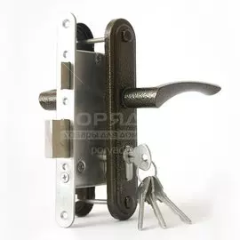 Замок врезной Зенит, ЗВ4-3.07, 00-00000550, ручка в комплекте, цилиндровый, бронзовый