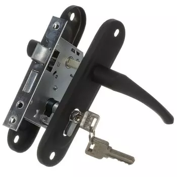 Замок врезной Зенит, ЗВ4-50.01, БП-00013964, ручка в комплекте, цилиндровый, матовый черный