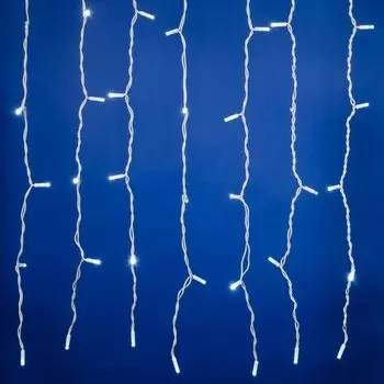 Занавес светодиодный 160 ламп, 1.5х1.5 м, Uniel, свет белый, прозрачный, с эффектом мерцания, соединяемый, сетевой, UL-00001355