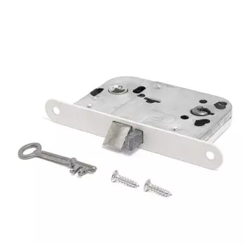 Защелка врезная, Аллюр, 2014 WW, 14363, с фиксатором, для финских дверей, без ручки, белая