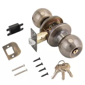 Защелка врезная, Стандарт, 607 ET AB, 9863, с фиксатором, с ключом, бронза