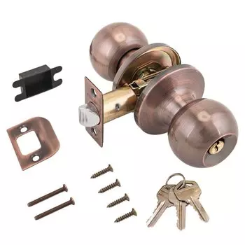 Защелка врезная, Стандарт, 607 ET AC, 9864, с фиксатором, с ключом, медь