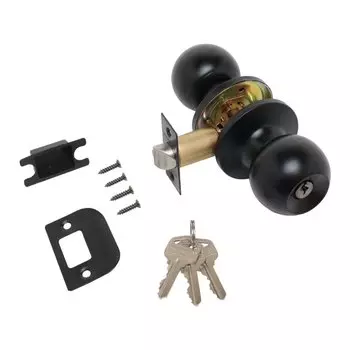 Защелка врезная, Стандарт, 607 ET BL, 15431, с фиксатором, с ключом, матовый черный