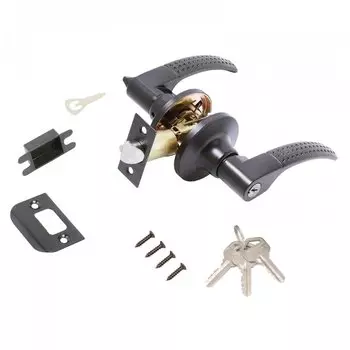 Защелка врезная, Стандарт, 8510 ET BL, 13393, с фиксатором, с ключом, черная