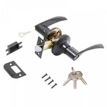 Защелка врезная, Стандарт, 8901 ET BL, 13390, с фиксатором, с ключом, черная