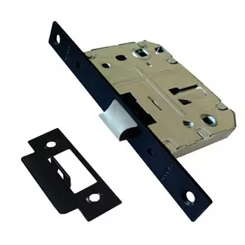 Защелка врезная, Trodos, 2070WC, 202210, язычок пластиковый, с фиксатором, с фиксацией, под пов. ручку, черный матовая