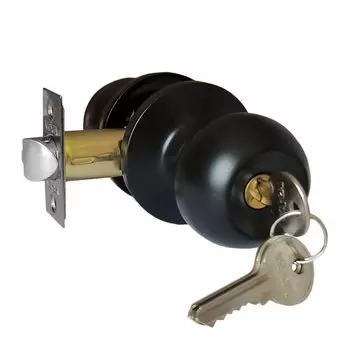 Защелка врезная, Vrata, ЗШ-01, 204805, с фиксатором, с ключом, черный матовая