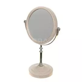 Зеркало настольное, 20х32 см, на ножке, круглое, бежевое, Y464