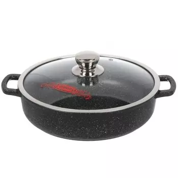 Жаровня алюминий, 28 см, 3.5 л, антипригарное покрытие, Горница, Induction Гранит, Иж2832аг, с крышкой, индукция