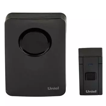 Звонок дверной беспроводной, 36 мелодий, радиус 100м, черный, Uniel, UL-00006433