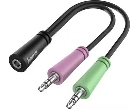 Адаптер Hama H-200351 00200351 Jack 3.5 (f)/2xJack 3.5 (m), 0.15м.