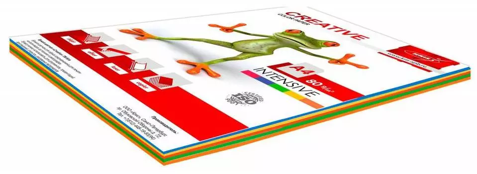 Бумага Creative A4 БИPR-100R 80г/м2 100л., радуга интенсив (5цветов)