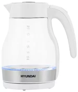 Чайник электрический Hyundai HYK-G3802 белый/серебристый, стекло