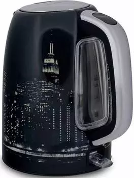 Чайник электрический Polaris PWK 1762CA City черный/рисунок, нержавеющая сталь