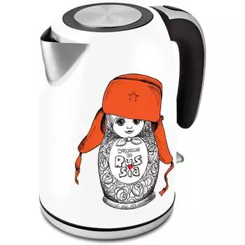 Чайник электрический Polaris PWK 1815CA белый/рисунок, нержавеющая сталь