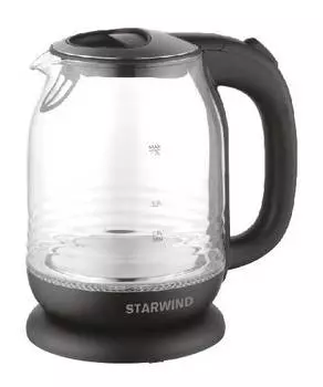 Чайник электрический Starwind SKG1311 черный/серебристый, стекло