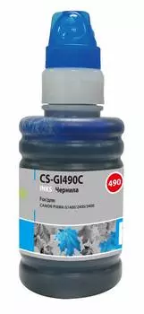 Чернила Cactus CS-GI490C GI-490 голубой фл. 100мл для Canon Pixma G1400/G2400/G3400