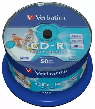 Диск CD-R Verbatim 700Mb 52x (cake box 50шт) (43438)