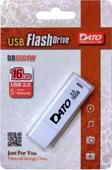 Флешка Dato DB8001 16ГБ USB2.0 белый (DB8001W-16G)