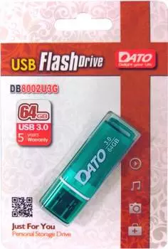 Флешка Dato DB8002U3 64ГБ USB3.0 зеленый (DB8002U3G-64G)