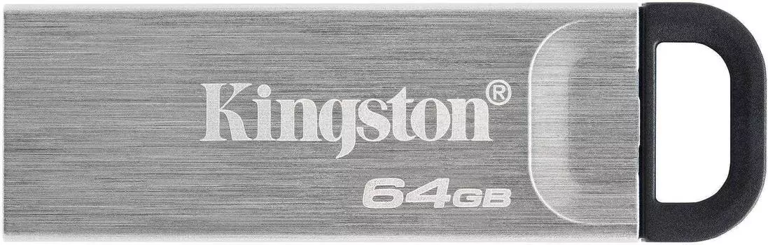 Флешка Kingston DataTraveler Kyson 64ГБ USB3.1 серебристый/черный (DTKN/64GB)