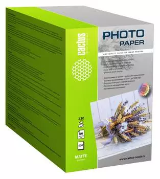 Фотобумага Cactus CS-MA6230500 A6 230г/м2 500л., белый